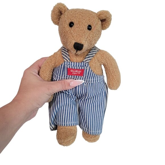 Vintage Oshkosh B'Gosh brown teddy bear W/ overalls stuffed animal plus to 11" - Picture 5 of 6